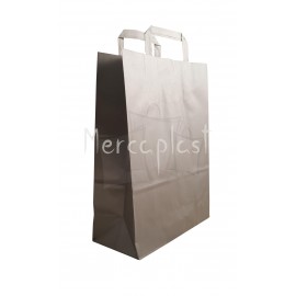 Bolsa papel asa plana 26x35+12 Plata. Cx250